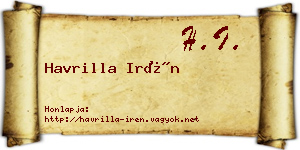 Havrilla Irén névjegykártya